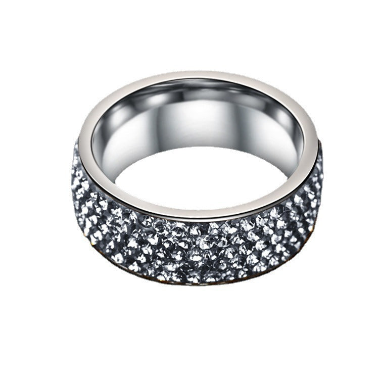 Rings Do Not Fade Niche Diamond-Studded Gypsophila Stainless Ring Light Luxury Couples Hip-Hop Ring
