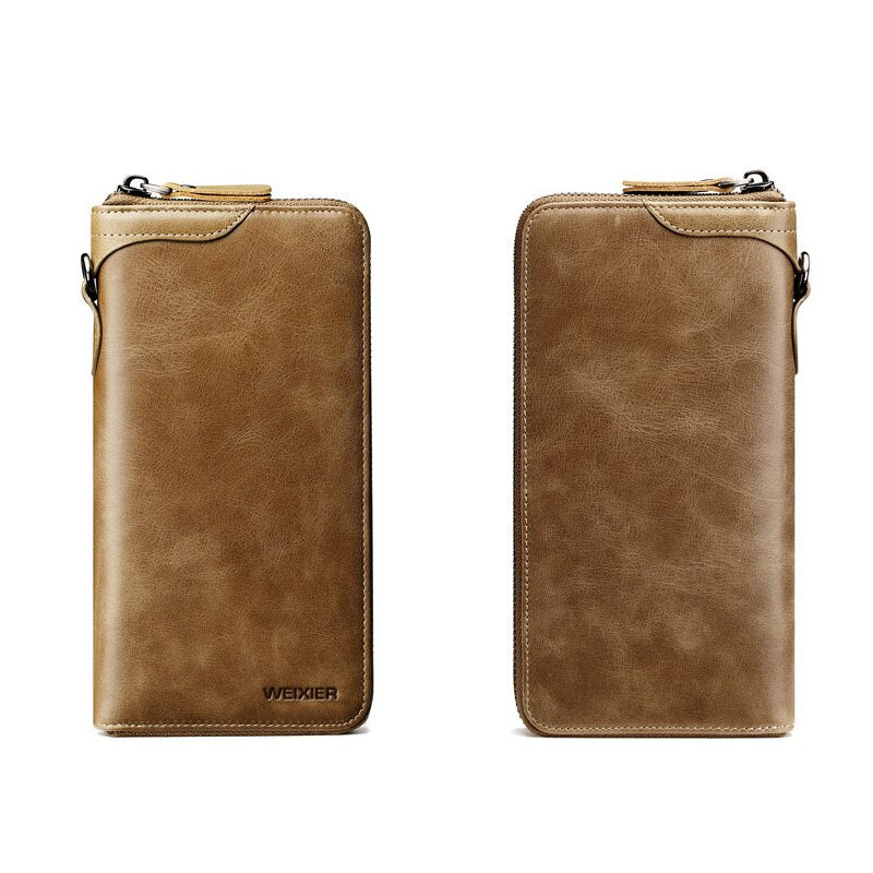 New Come Fashion Vintage Long Style Split Leather Men Wallet Soft For Business Casual Men Wallet Clutch Bags High Quality