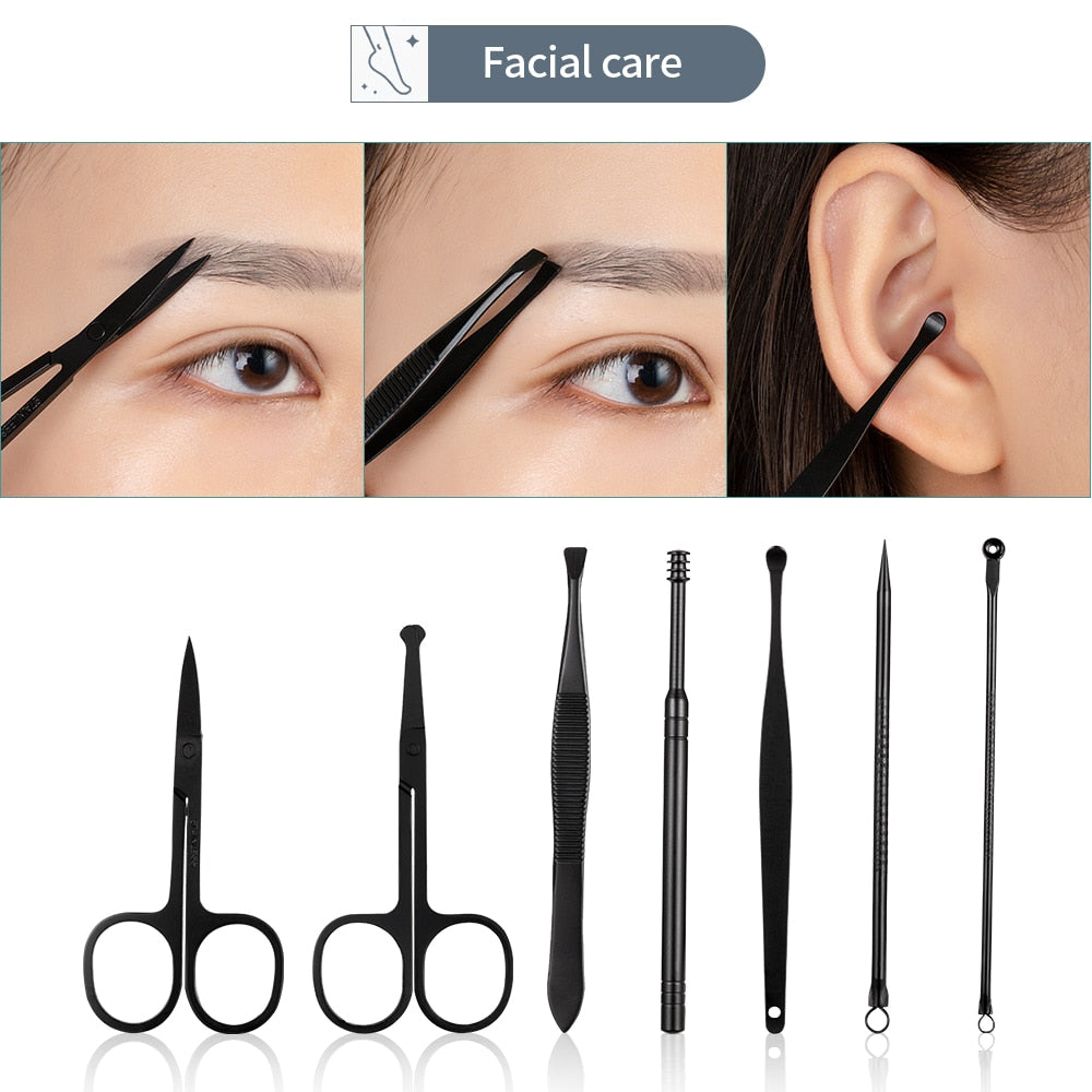 7/10/16/18 Pcs Manicure Cutters Nail Clipper Set Household Stainless Steel Ear Spoon Nail Clippers Pedicure Nail Scissors Tool