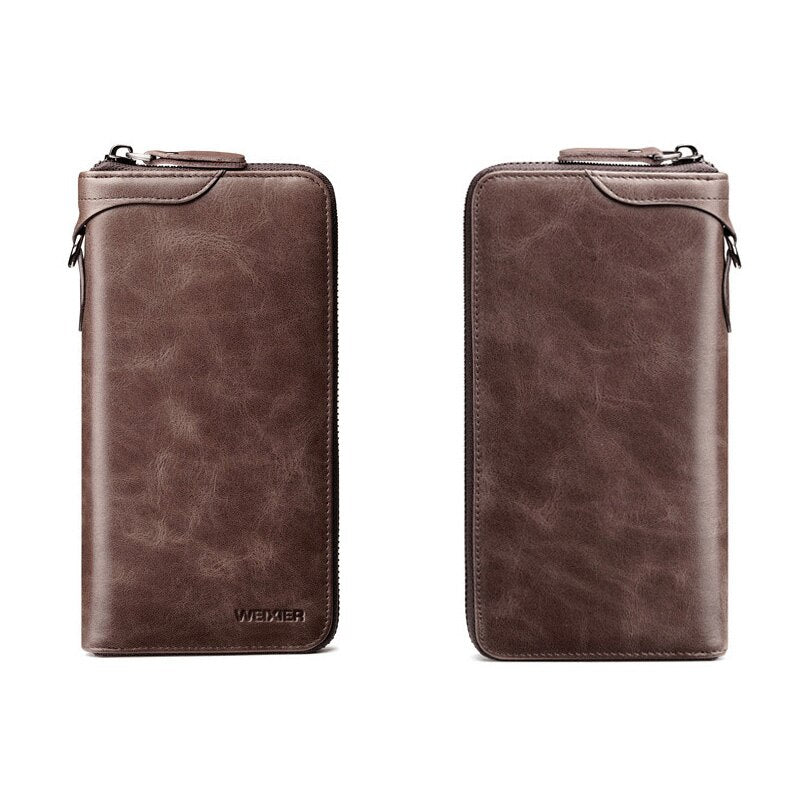 New Come Fashion Vintage Long Style Split Leather Men Wallet Soft For Business Casual Men Wallet Clutch Bags High Quality