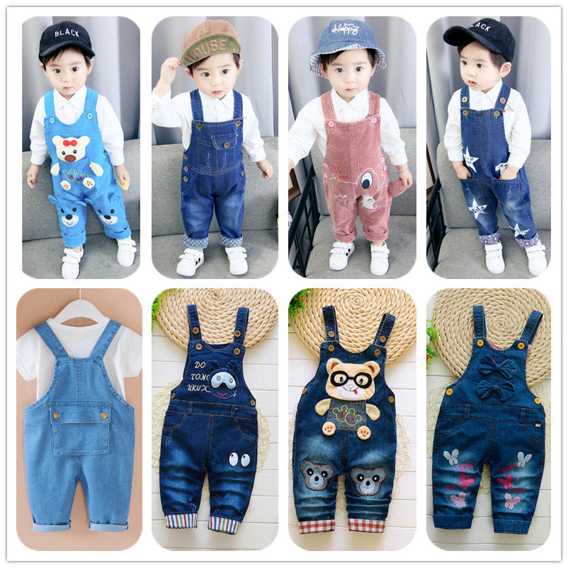 Cross-Border Export 2025 Kidsren's Pants Boys And Girls Pants Kidsren's Overalls Jeans Baby Jumpsuits Kidsren's Clothing