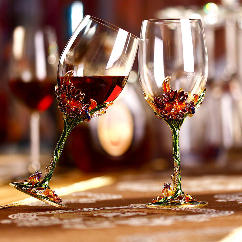 Shuiruoyu Creative Enamel Goblet Crystal Glass Red Wine Glass Set