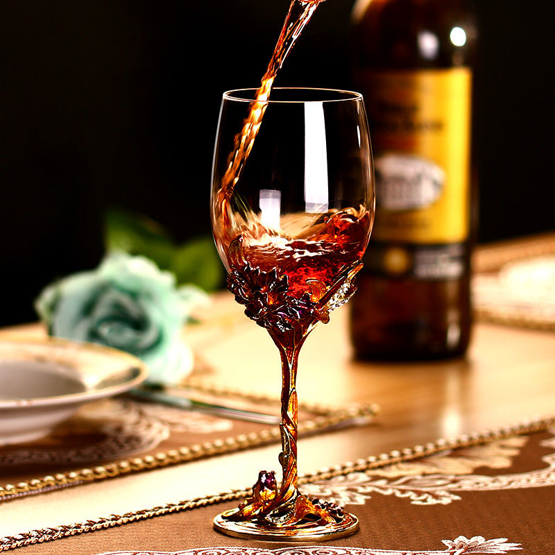 Shuiruoyu Creative Enamel Goblet Crystal Glass Red Wine Glass Set