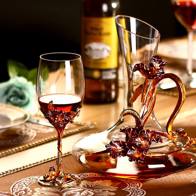 Shuiruoyu Creative Enamel Goblet Crystal Glass Red Wine Glass Set