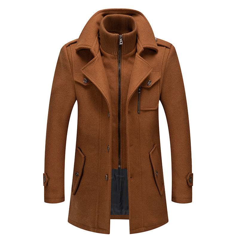 Men's Woolen Double Collar Winter Coat