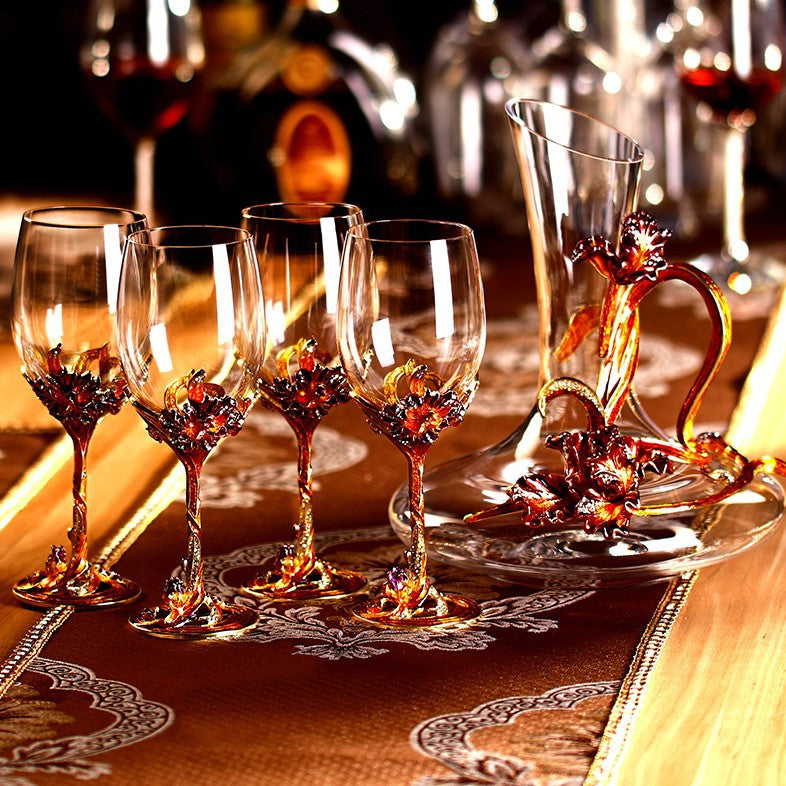 Shuiruoyu Creative Enamel Goblet Crystal Glass Red Wine Glass Set