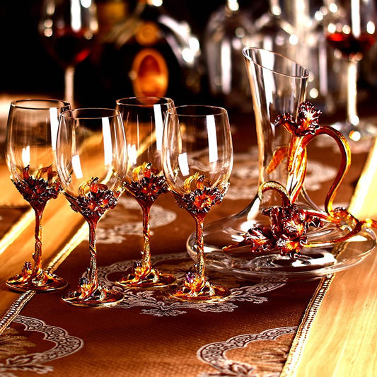 Shuiruoyu Creative Enamel Goblet Crystal Glass Red Wine Glass Set