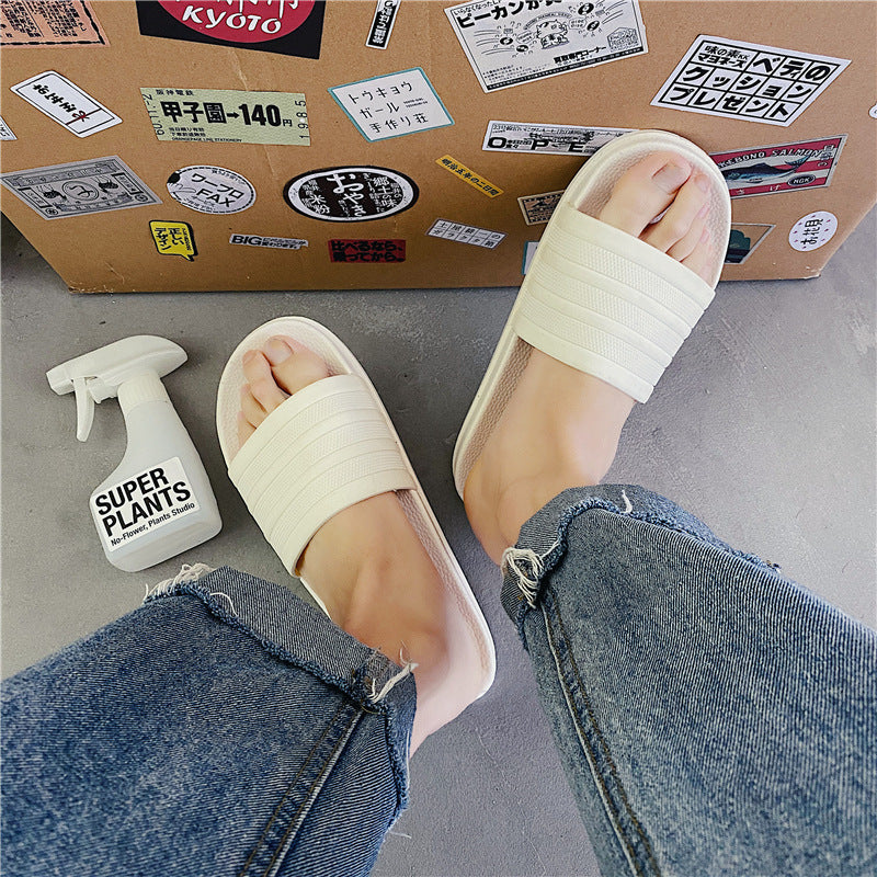 Three Bars Summer Korean Style Couple Casual Sandals And Slippers Student Fashionable Slippers Men's All-match Beach Shoes