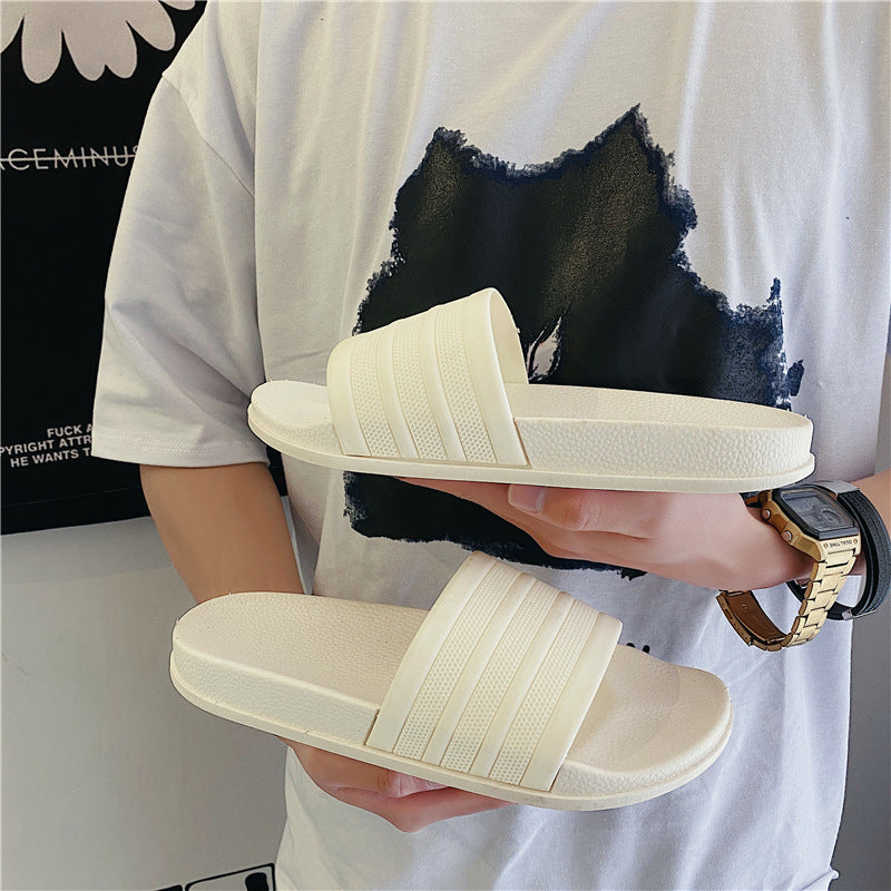 Three Bars Summer Korean Style Couple Casual Sandals And Slippers Student Fashionable Slippers Men's All-match Beach Shoes