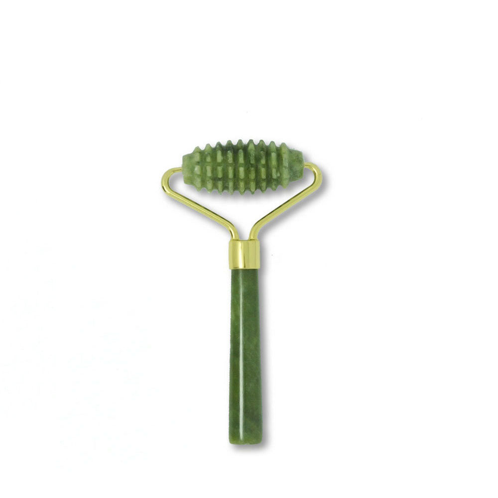 Jade beauty device scraping plate roller massage stick zinc alloy flower stand double head mute beauty device