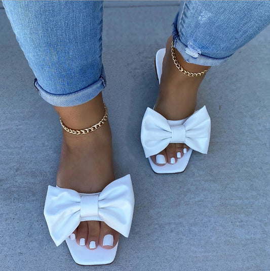 Women's Sandals Bowknot  Flat Slippers Casual Beach Indoor&Outdoor Shoes