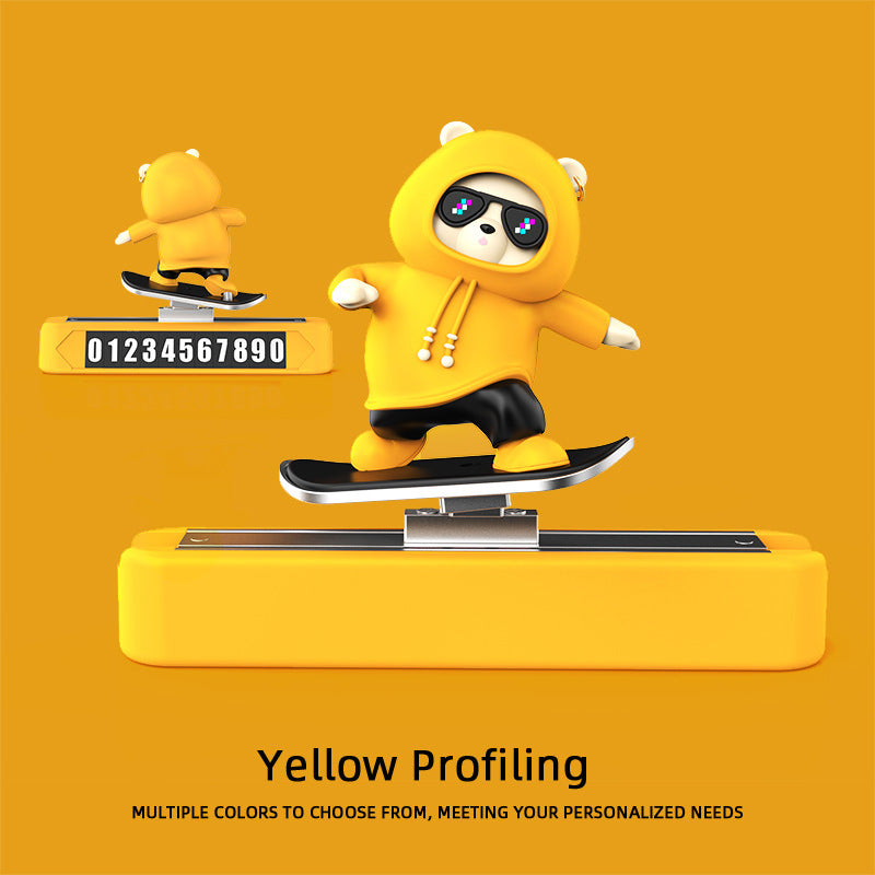 Moving Bear Skateboard Vehicle Decoration Piece