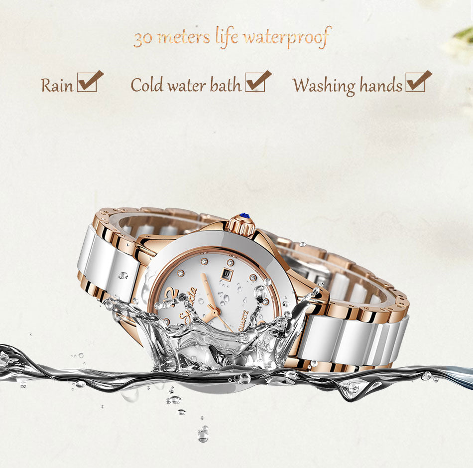 Sunkta Fashion Women's Watch Rose Gold Women's Watch Creative Waterproof Quartz Women's Watch