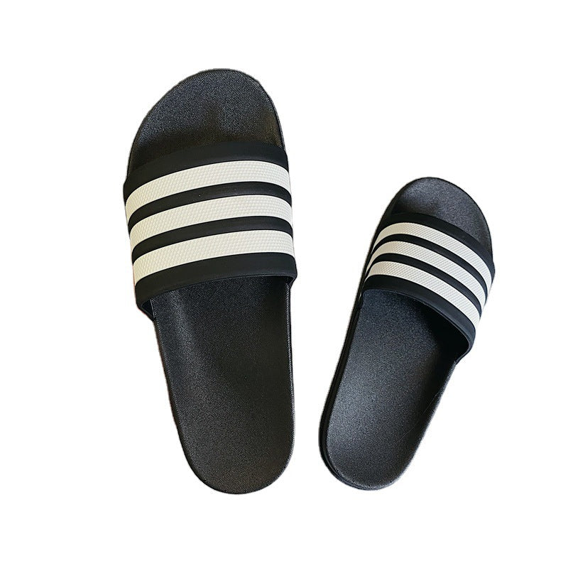 Three Bars Summer Korean Style Couple Casual Sandals And Slippers Student Fashionable Slippers Men's All-match Beach Shoes