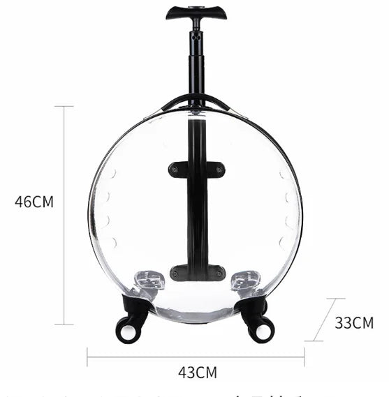 Rolling Pet Travel Trolley with Wheel, Transparent Capsule, Pink, Green, Puppies, Dogs, Cat Carriers Bag, 5-20Kg