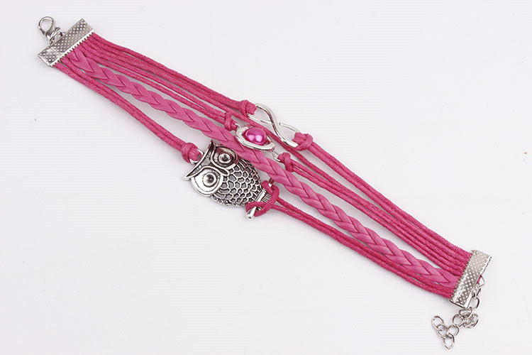 Bracelets on hand Infinity Owl Pearl Friendship Multilayer Charm Leather Bracelets
