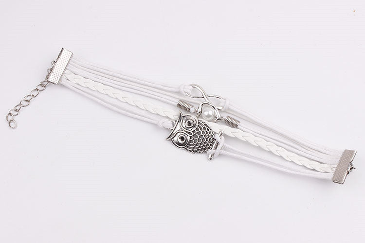 Bracelets on hand Infinity Owl Pearl Friendship Multilayer Charm Leather Bracelets