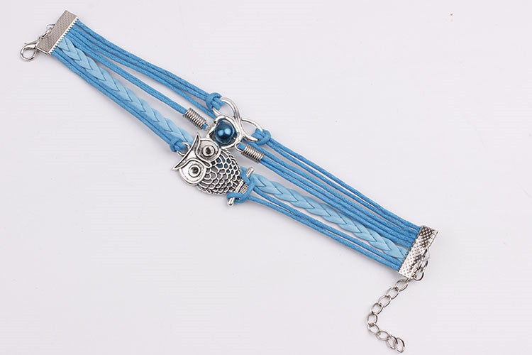 Bracelets on hand Infinity Owl Pearl Friendship Multilayer Charm Leather Bracelets