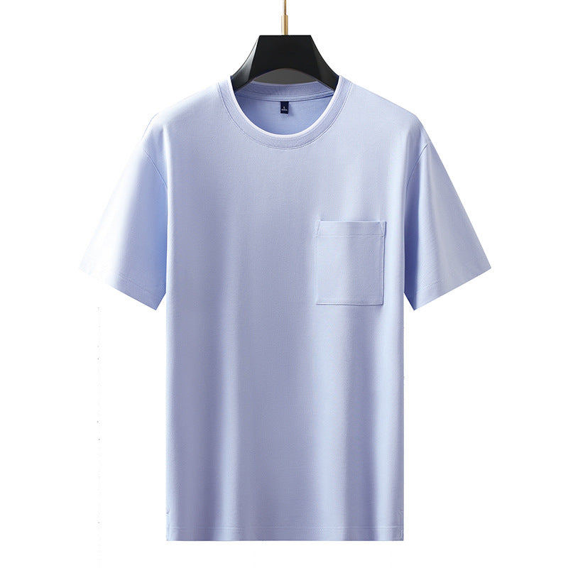 Short Sleeve T-Shirt Men Color Block Pocket Base Layer Men's Top