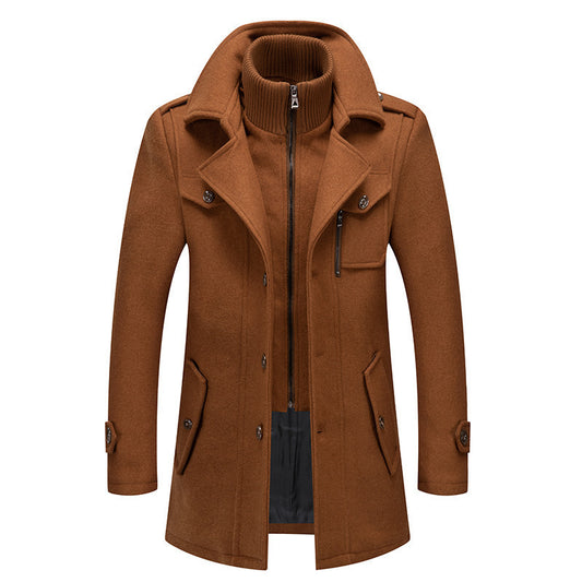 Men's Woolen Double Collar Winter Coat