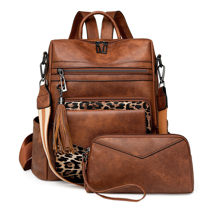 Double-color fringed backpack