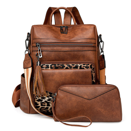 Double-color fringed backpack
