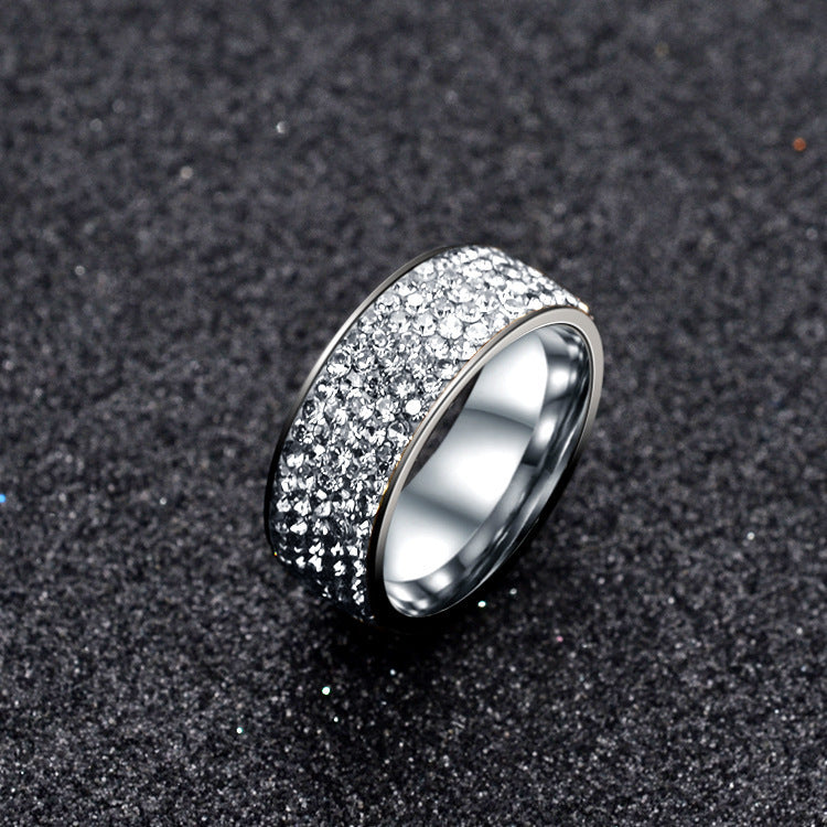 Rings Do Not Fade Niche Diamond-Studded Gypsophila Stainless Ring Light Luxury Couples Hip-Hop Ring