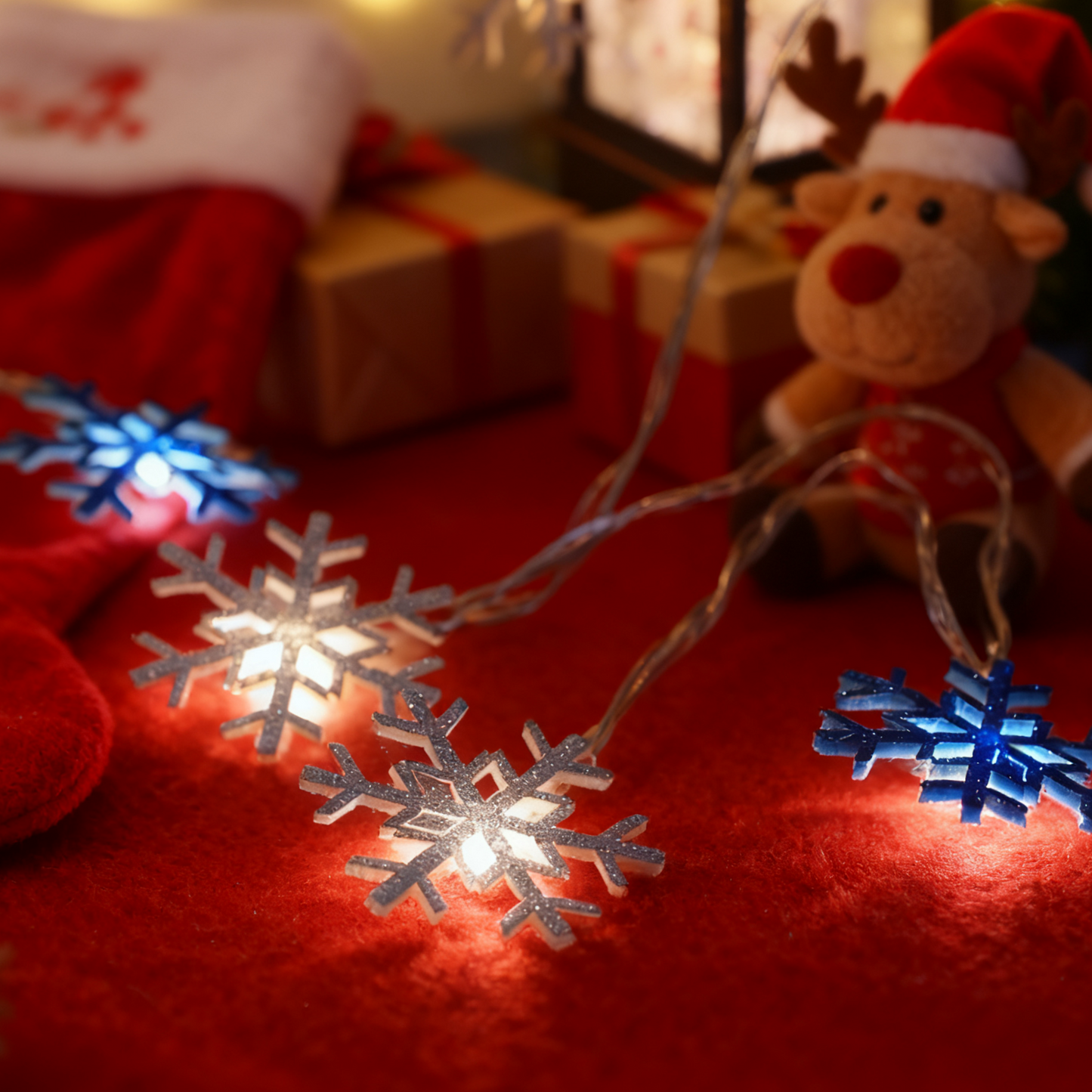 Non woven snowflake Christmas light LED string