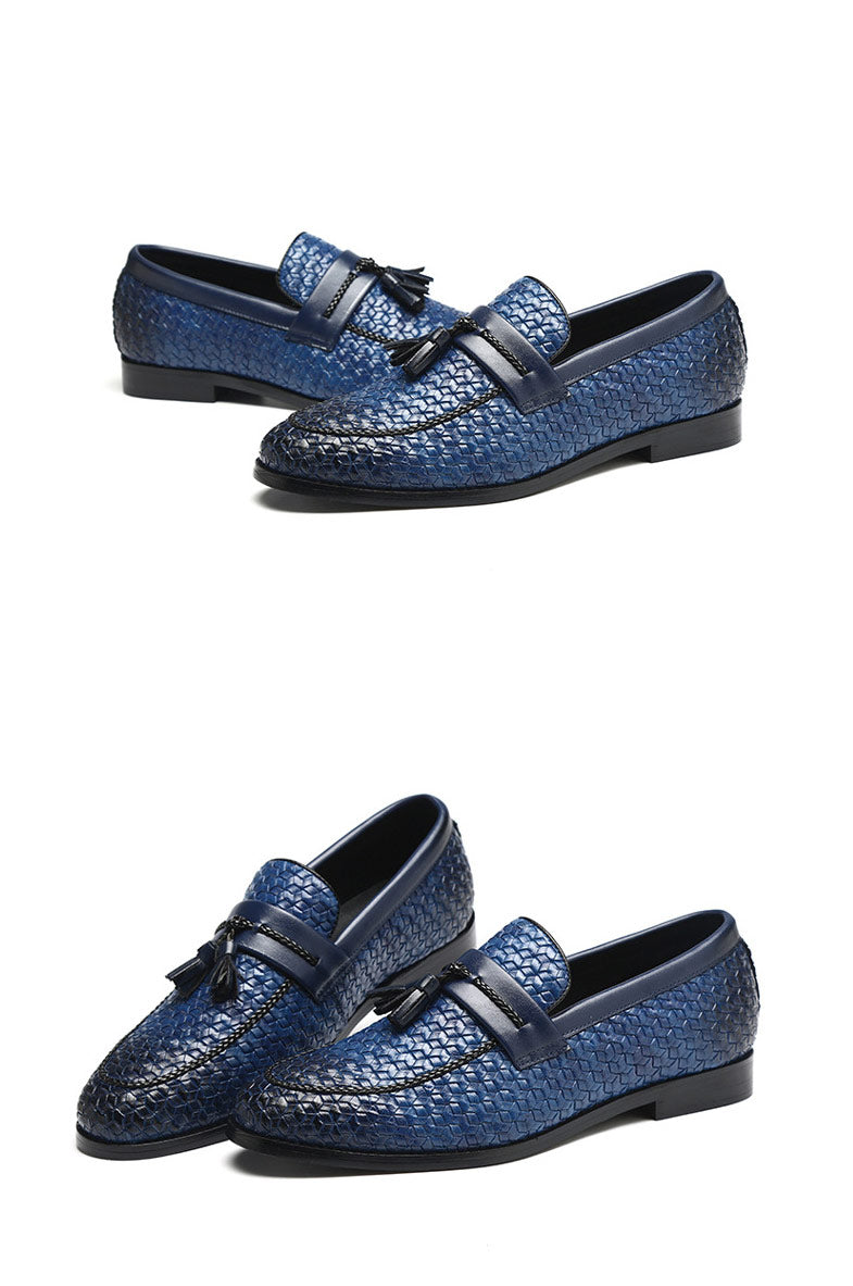 Tassel Plaid Men New Loafers Weaving Comfortable Soft Leisure Leather Shoes Fashion Sapato Masculino