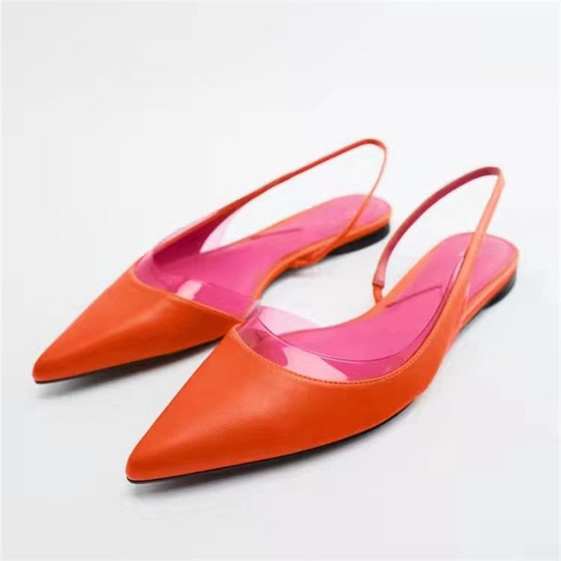 New Woman Gold Bling Flat Shoes Vintage Black Back Elastic Straps Single Shoes Fashion Slingbacks Female Single Shoes