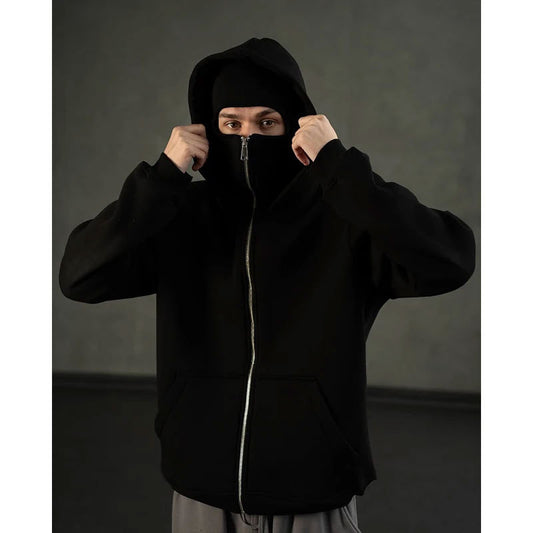 Hooded zipper pullover jacket
