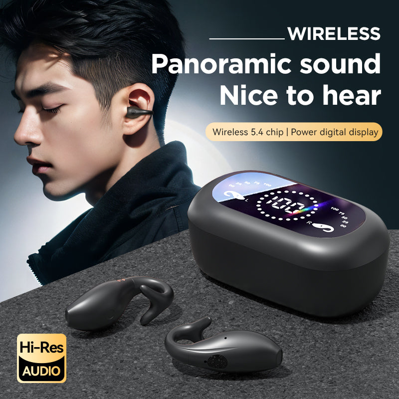 Dolphin M66 Ear Clip Earphones Huaqiangbei New Wireless Bone Conduction Bluetooth Earphones Digital Display Noise Reduction 5.4