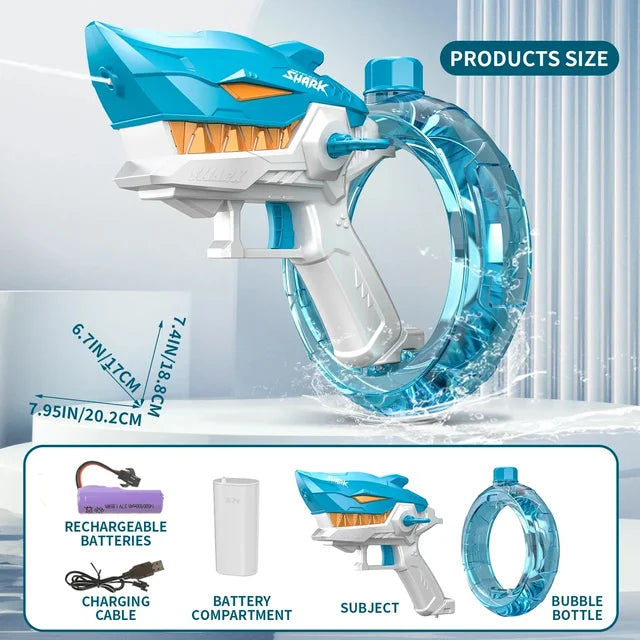 Electric High-Pressure Mechanical Shark Water Gun Large Capacity Fully Automatic Continuous Firing Water Gun, Water Play Toy Gun