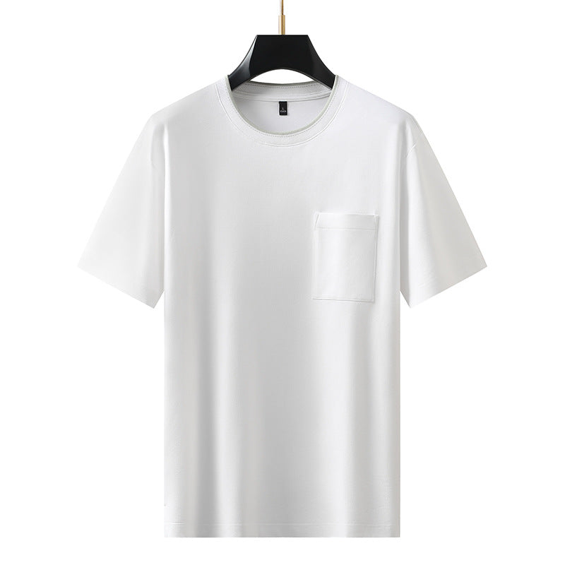 Short Sleeve T-Shirt Men Color Block Pocket Base Layer Men's Top