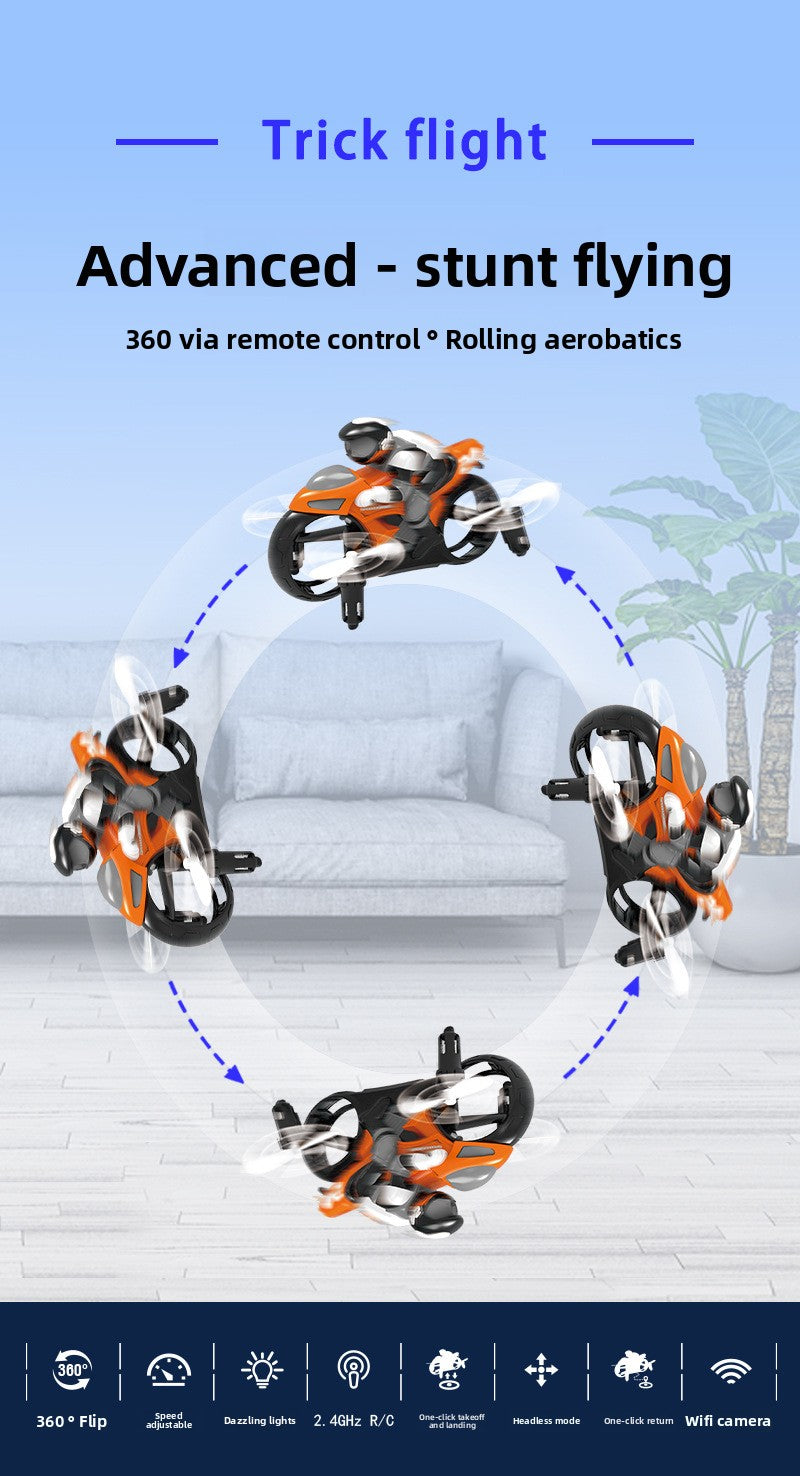 2.4G Remote Control Land-Air Drone Motorcycle Toy