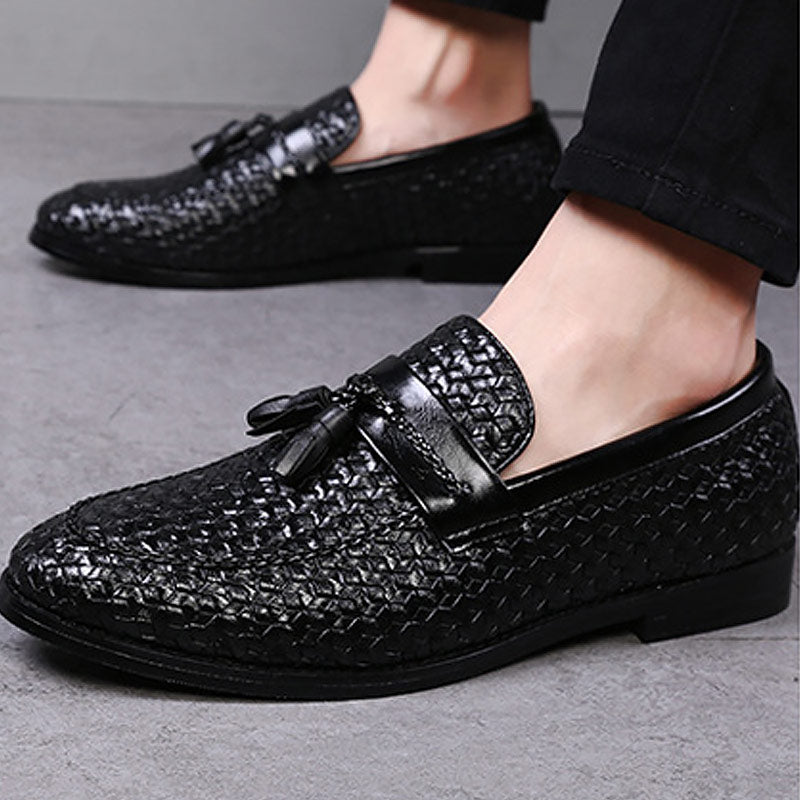 Tassel Plaid Men New Loafers Weaving Comfortable Soft Leisure Leather Shoes Fashion Sapato Masculino