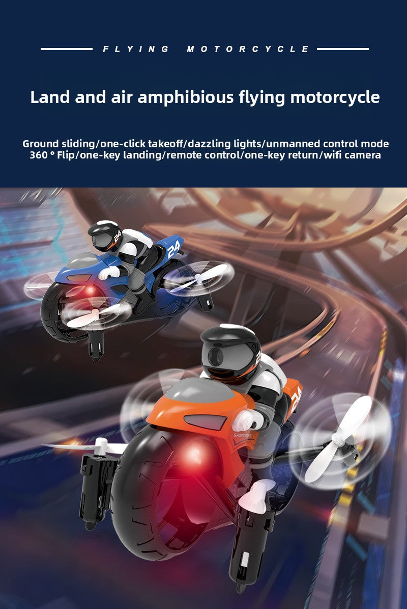 2.4G Remote Control Land-Air Drone Motorcycle Toy