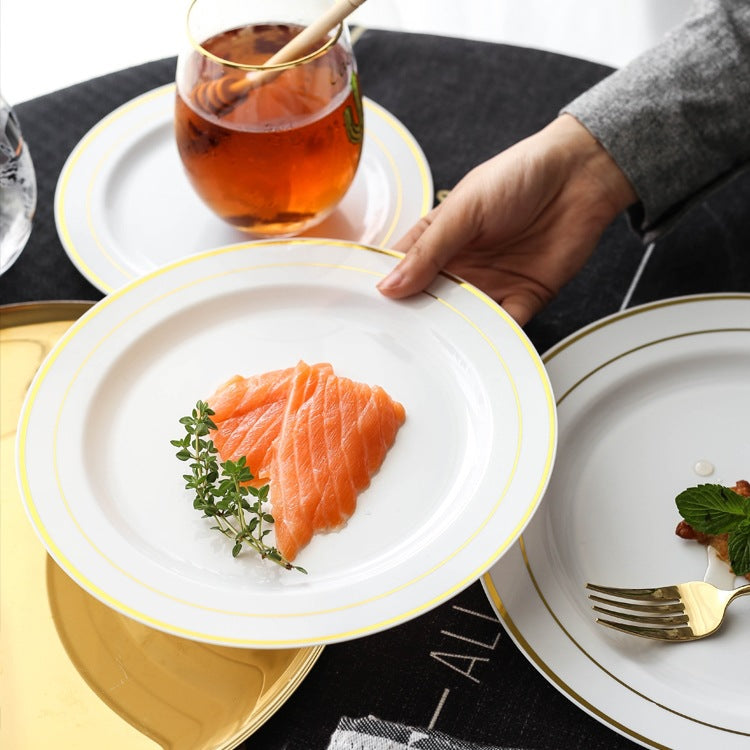 Gold Disposable Plastic Dinner Plates