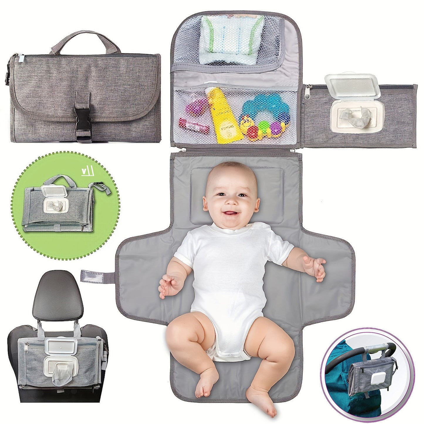 Multi-functional baby diaper changing bag storage