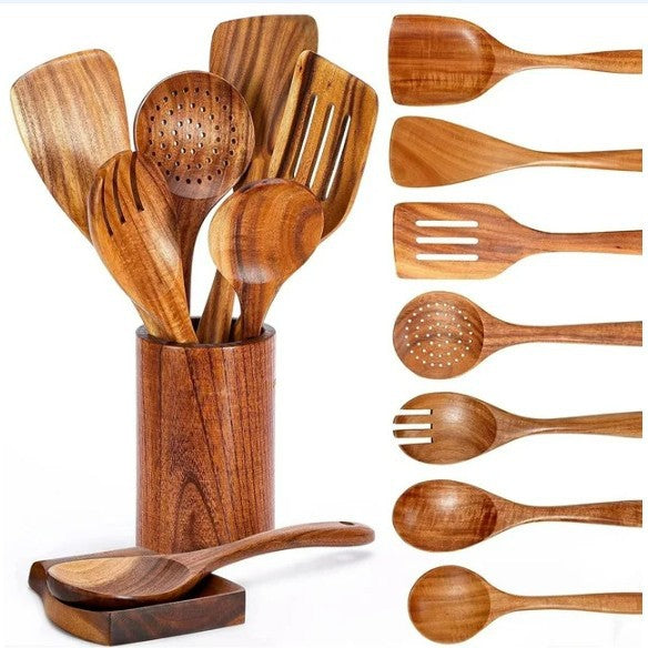 Wooden spatula and spoon