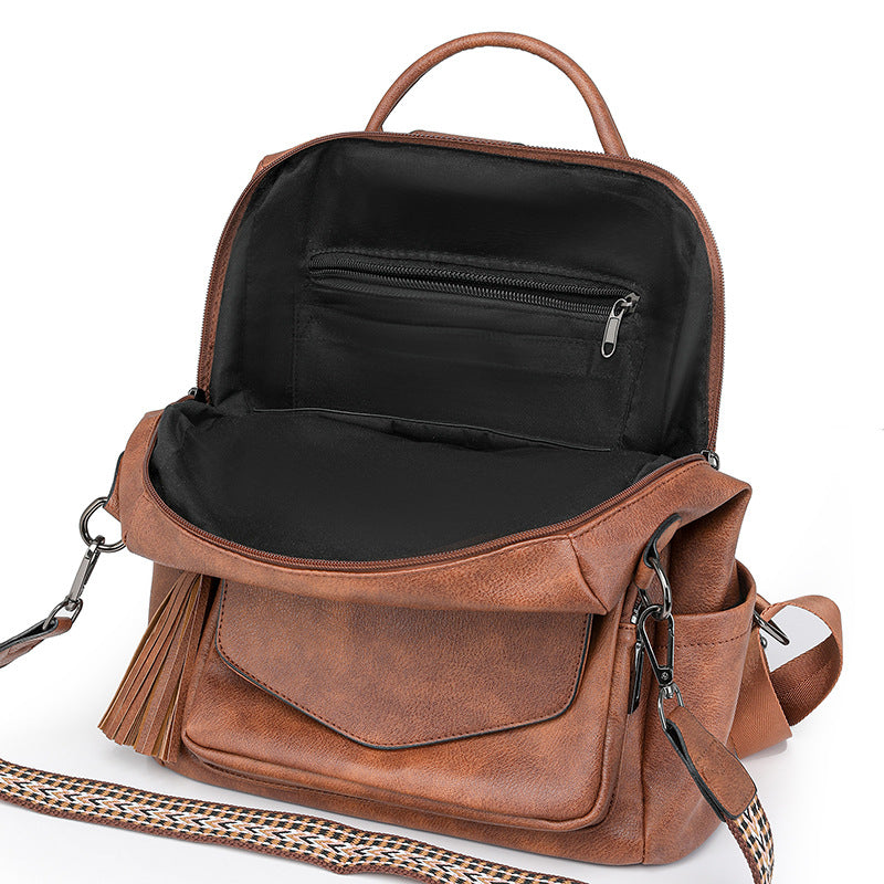 Double-color fringed backpack