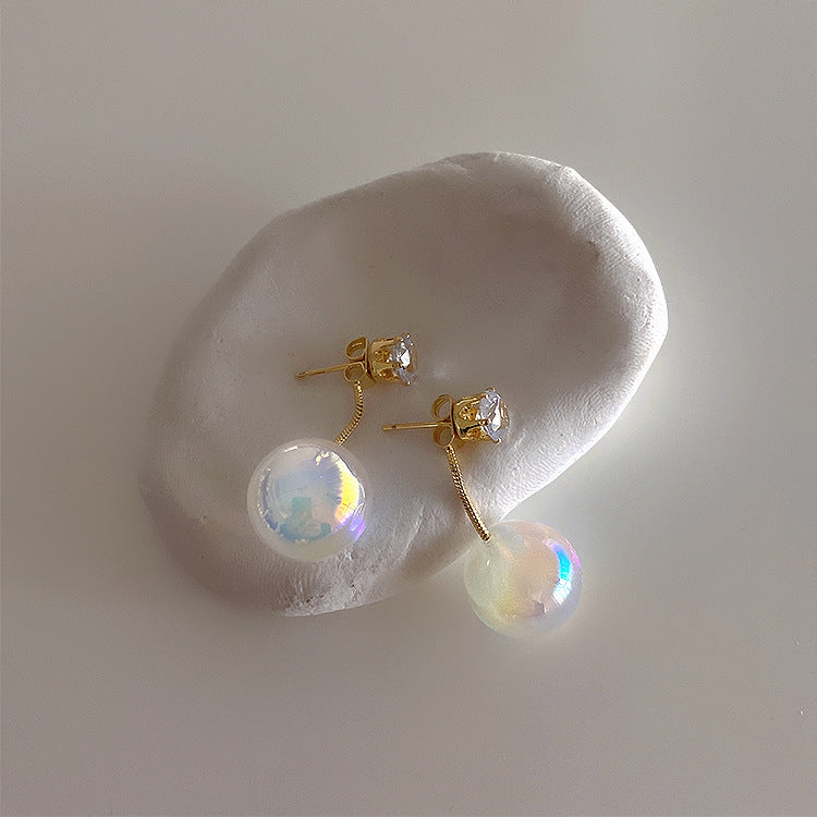 Pearl Metal Zircon Stud Earrings Women's Personality Simple and Versatile Temperament Fashion Earrings