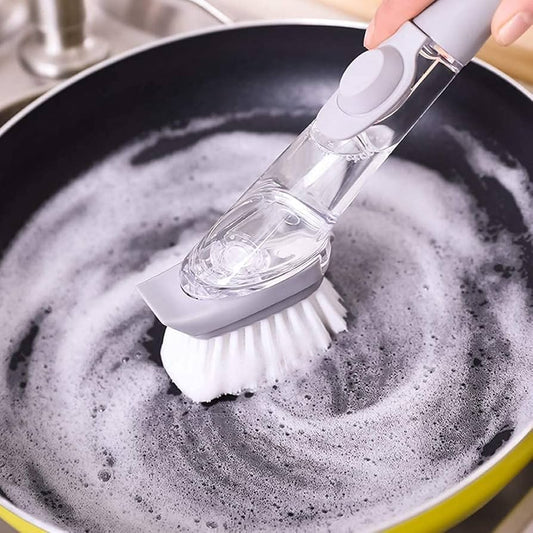 Cross-border Kitchen Long Handle Hydraulic Washing Pot Brush Automatic Liquid Adding Brush Pot Artifact Cleaning Brush Non-stick Oil Brush Dishwashing Brush