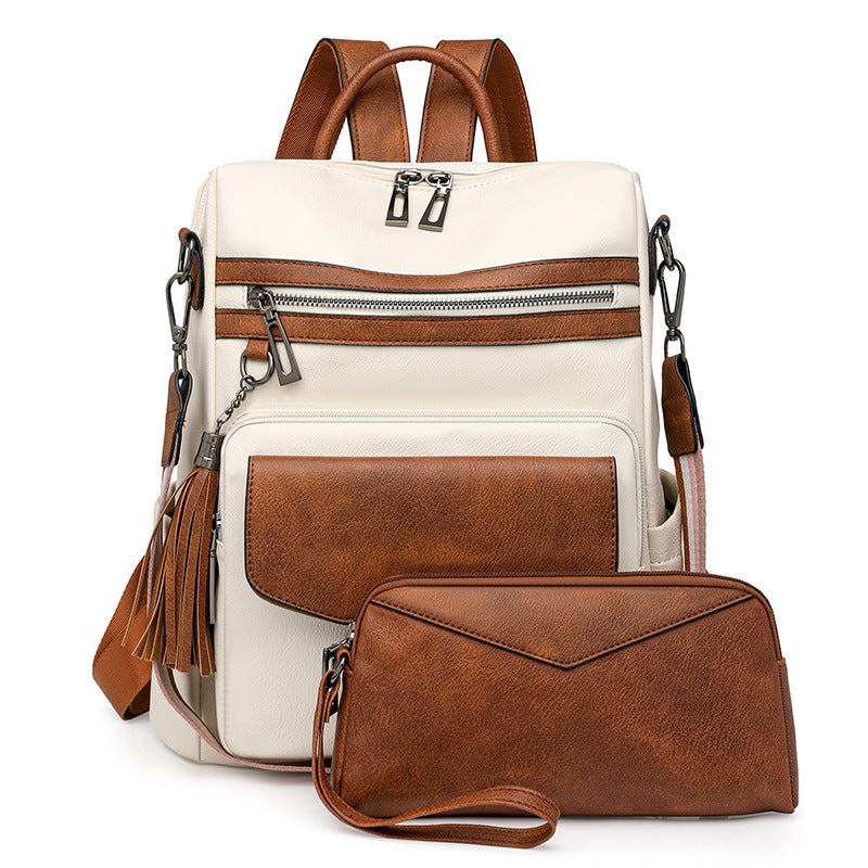 Double-color fringed backpack
