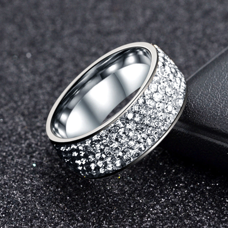Rings Do Not Fade Niche Diamond-Studded Gypsophila Stainless Ring Light Luxury Couples Hip-Hop Ring