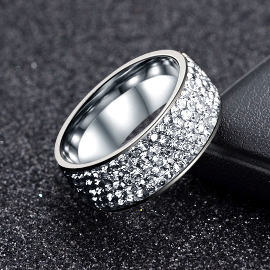 Rings Do Not Fade Niche Diamond-Studded Gypsophila Stainless Ring Light Luxury Couples Hip-Hop Ring