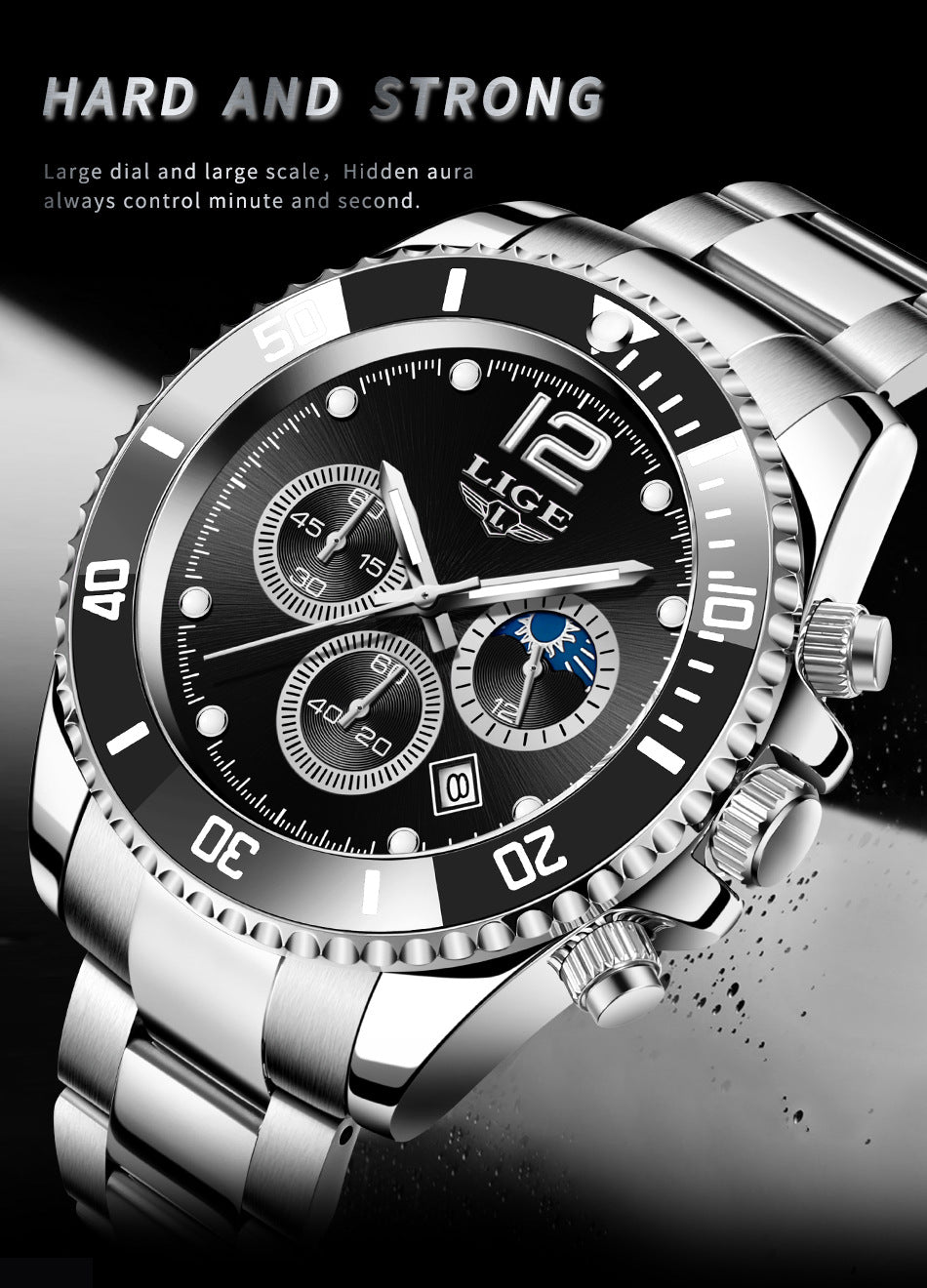 New Quartz Watch Men's Sports Waterproof Watch Multifunctional Chronograph