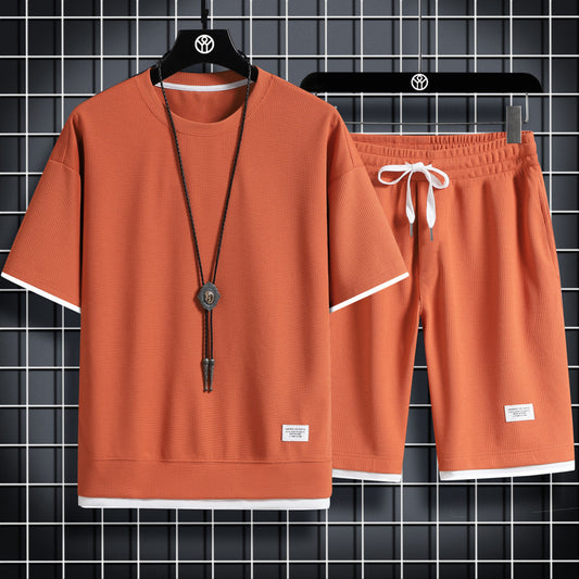 Waffle Short-Sleeved Sports Suit Men's