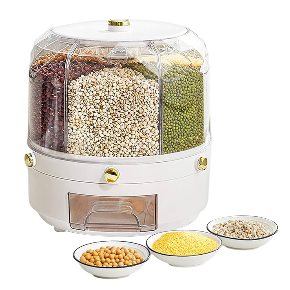 Plastic Rice Bucket Rotating Packaging Accessible Luxury Rice Bucket Storage Box Household Insect-Proof And Moisture-Proof Sealed Rice Storage Box Rice Cylinder