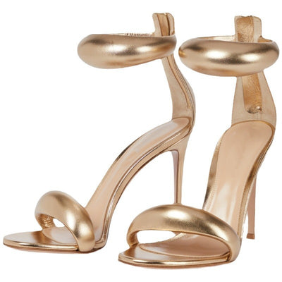 A single strap high heel thin heel sandal